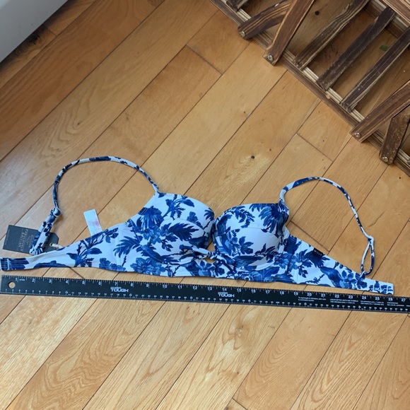 Jack Wills Underwire balcony Adjustable sz 10 White with Blue flowers Bikini NWT - Picture 10 of 12